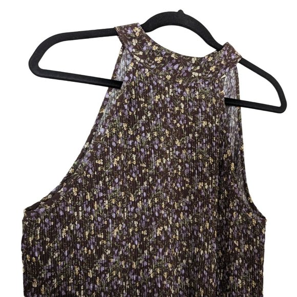 PLEIONE sleeveless Accordion pleated floral summer ties in upper back Top sz‎ L - Picture 4 of 8